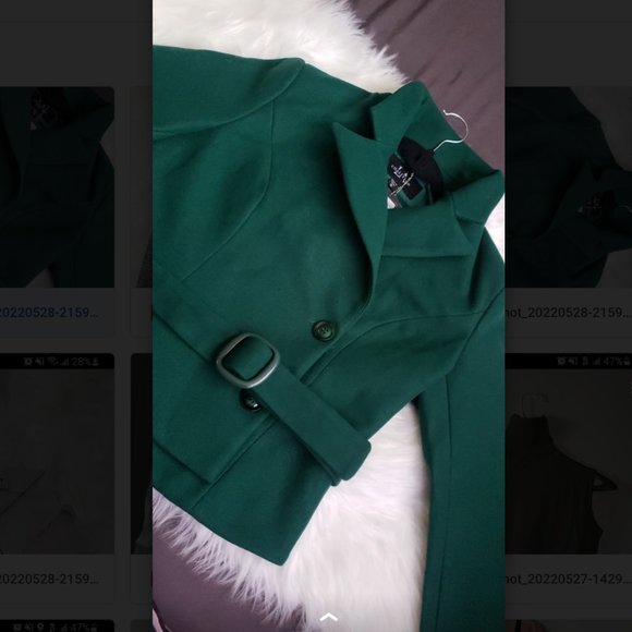 Fancy Green Faux Wool Blazer - Picture 3 of 4